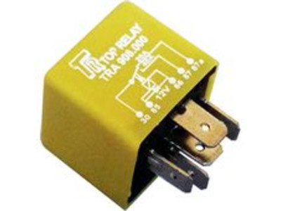 Top Relay: Relé Auxiliar: Relé Auxiliar 5 term s/ suporte 12V 20/40A com diodo e com resistor - cor AMARELA ORIGINA