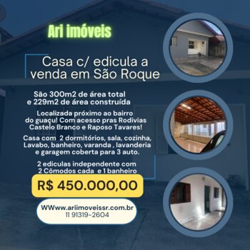 Casa térrea com ediculas a venda em São Roque!